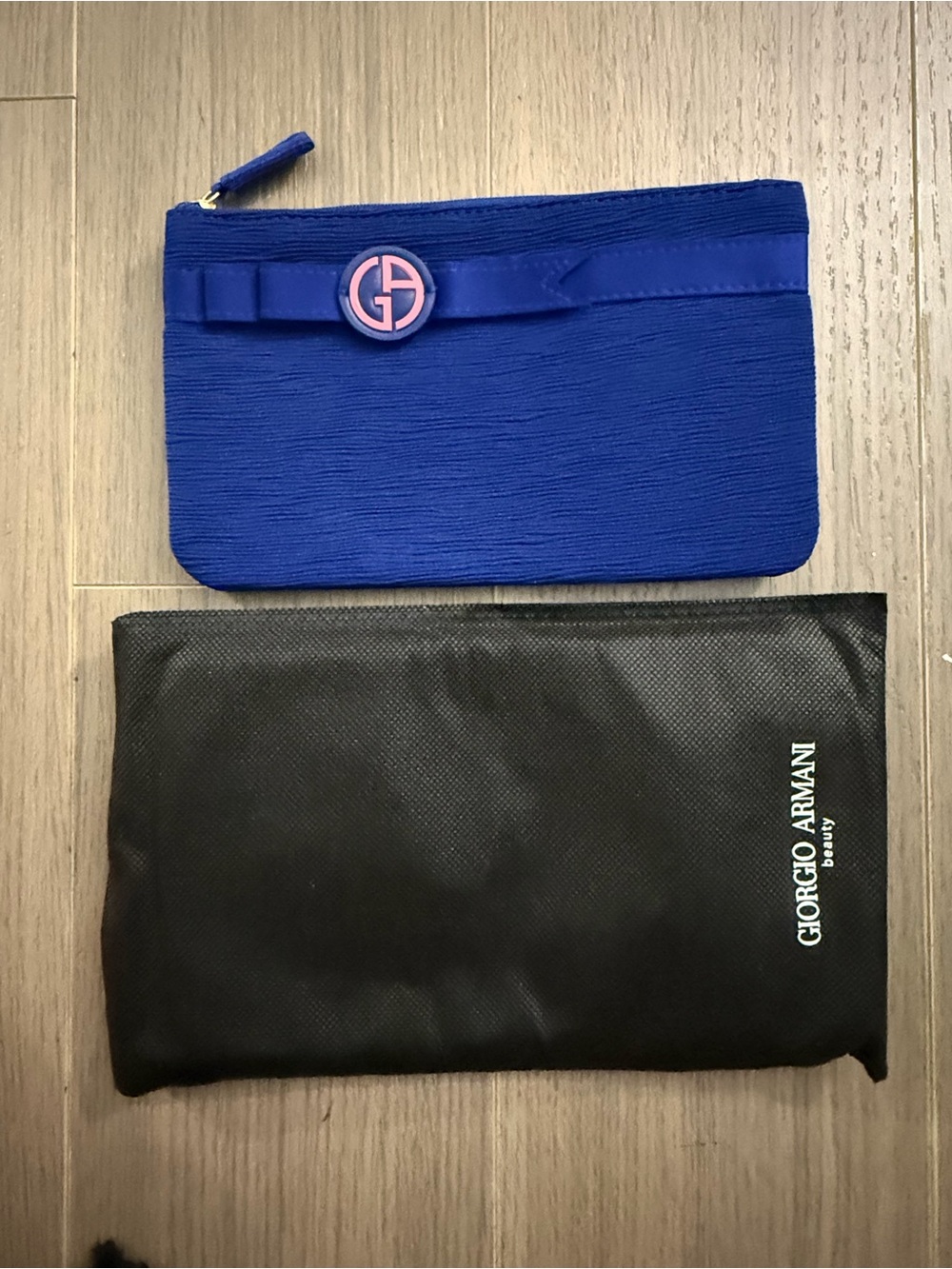 Giorgio Armani Cobalt Blue Zip Pouch with logo